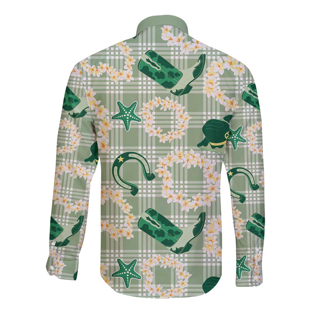 Aloha Hawaii Paniolo Mint Palaka Long Sleeve Button Shirt Coastal Rodeo - Polynesian Pride