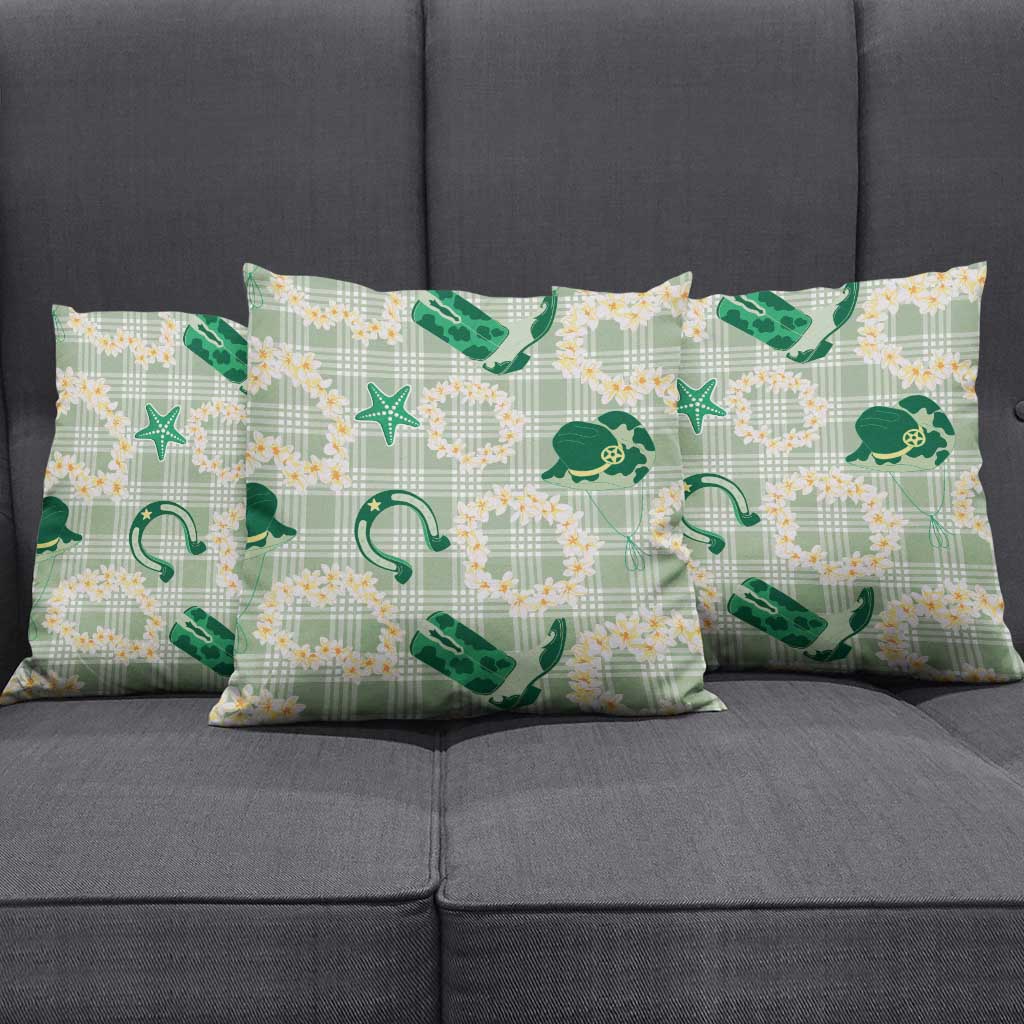 Aloha Hawaii Paniolo Mint Palaka Pillow Cover Coastal Rodeo - Polynesian Pride