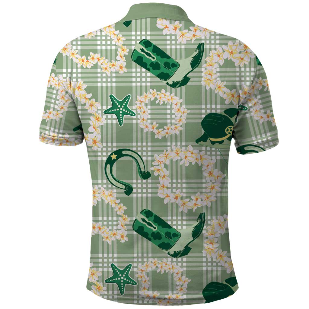 Aloha Hawaii Paniolo Mint Palaka Polo Shirt Coastal Rodeo - Polynesian Pride