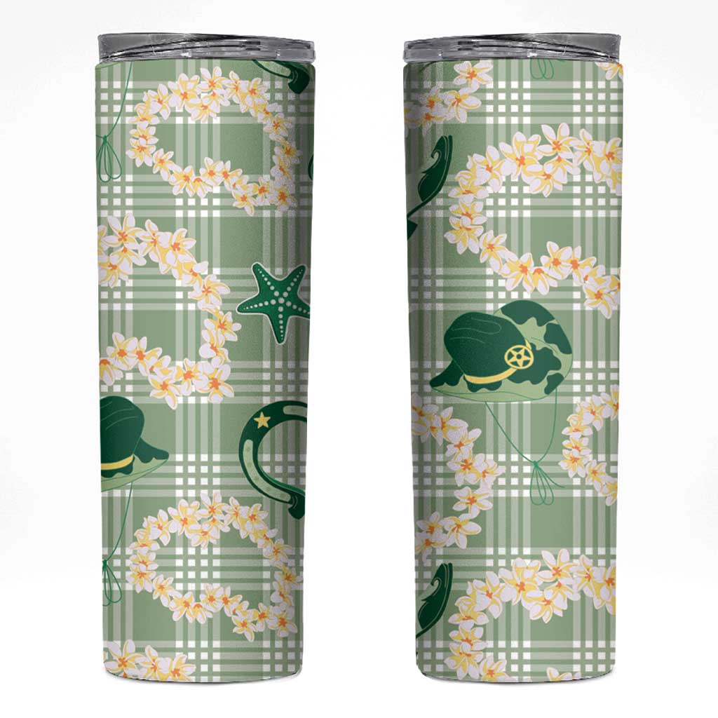 Aloha Hawaii Paniolo Mint Palaka Skinny Tumbler Coastal Rodeo - Polynesian Pride