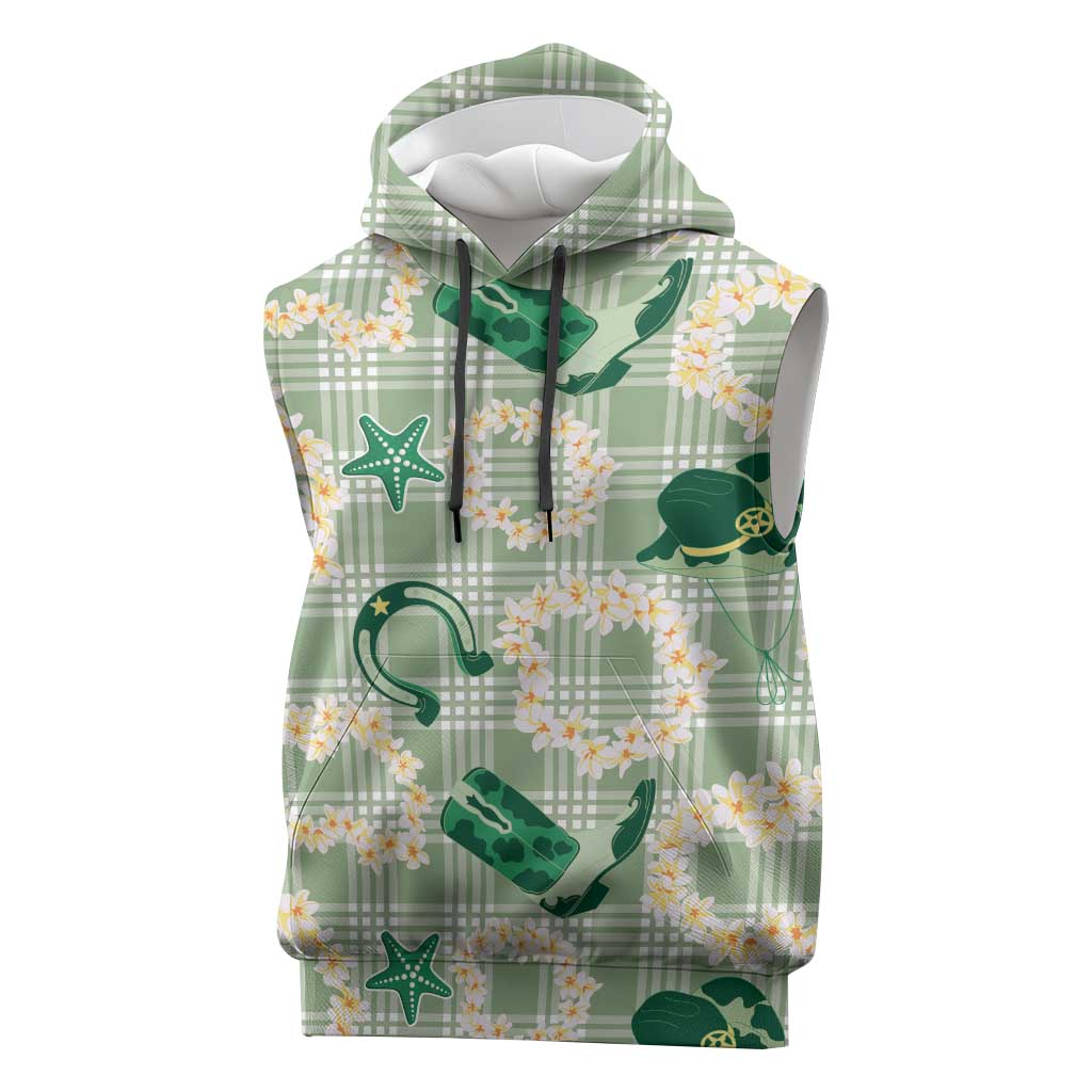 Aloha Hawaii Paniolo Mint Palaka Sleeveless Hoodie Coastal Rodeo LT7 Mint - Polynesian Pride