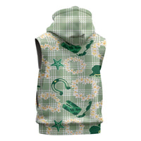 Aloha Hawaii Paniolo Mint Palaka Sleeveless Hoodie Coastal Rodeo - Polynesian Pride