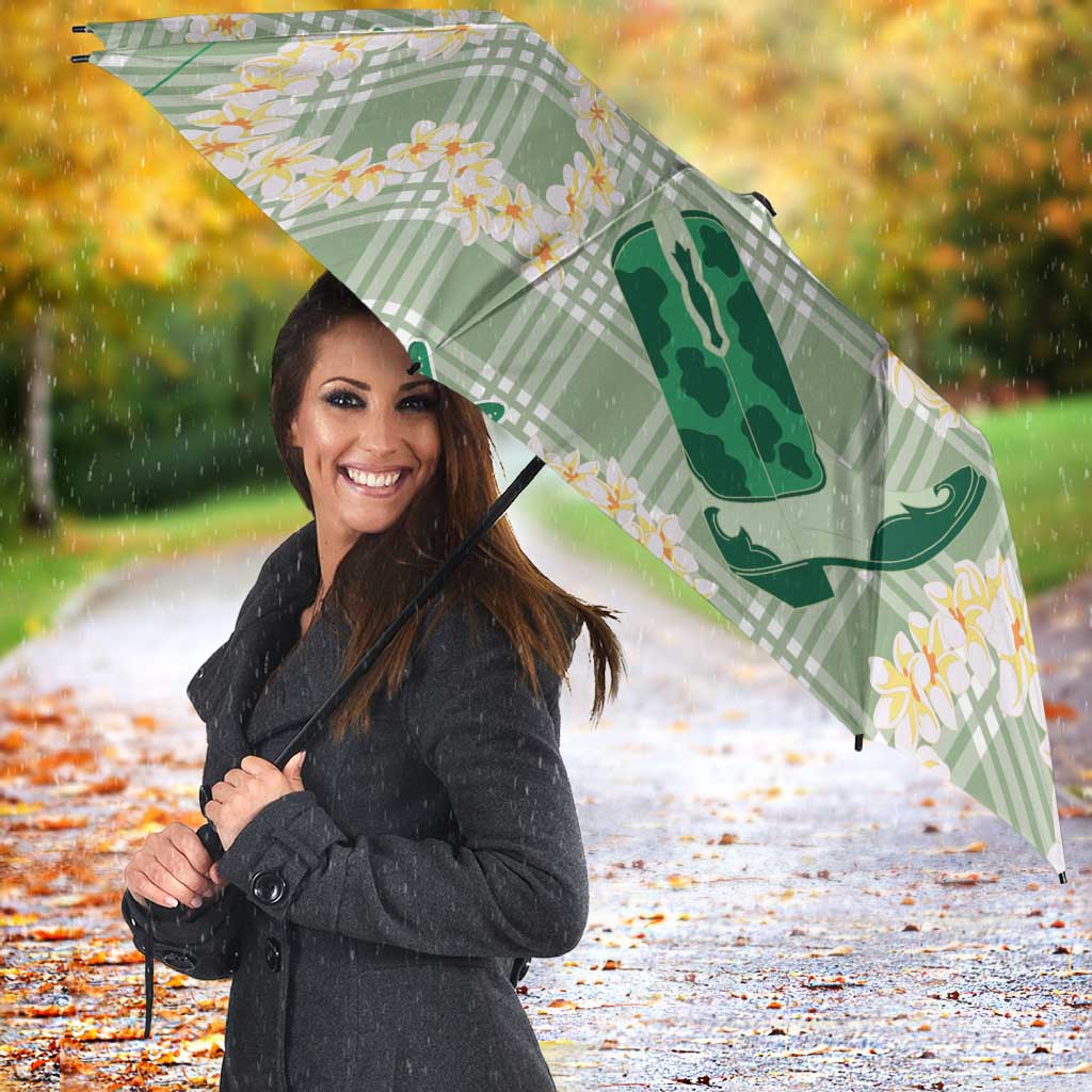 Aloha Hawaii Paniolo Mint Palaka Umbrella Coastal Rodeo - Polynesian Pride