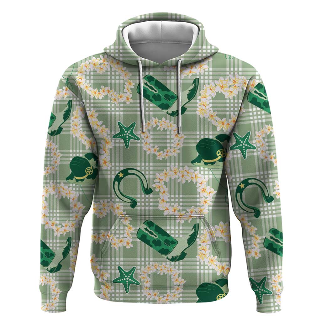 Aloha Hawaii Paniolo Mint Palaka Zip Hoodie Coastal Rodeo - Polynesian Pride