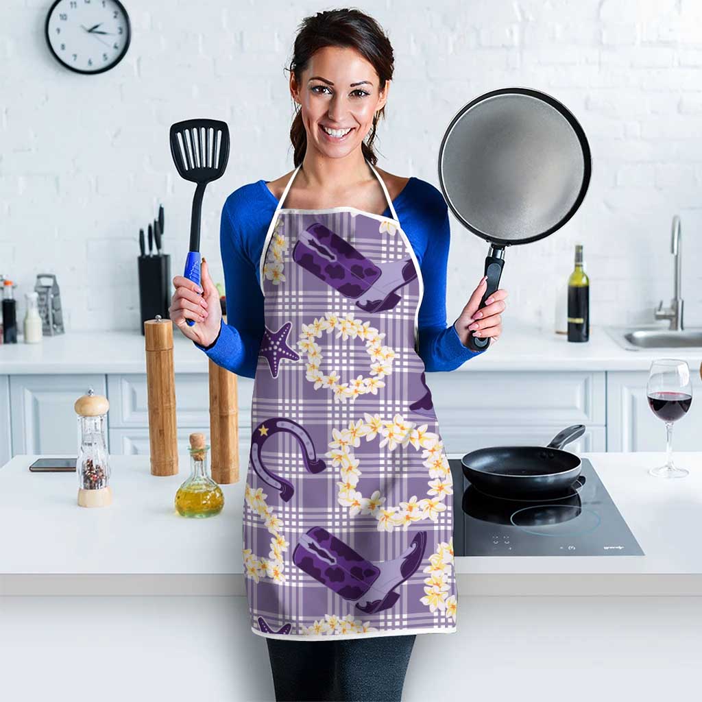 Aloha Hawaii Paniolo Lavender Palaka Apron Coastal Rodeo - Polynesian Pride