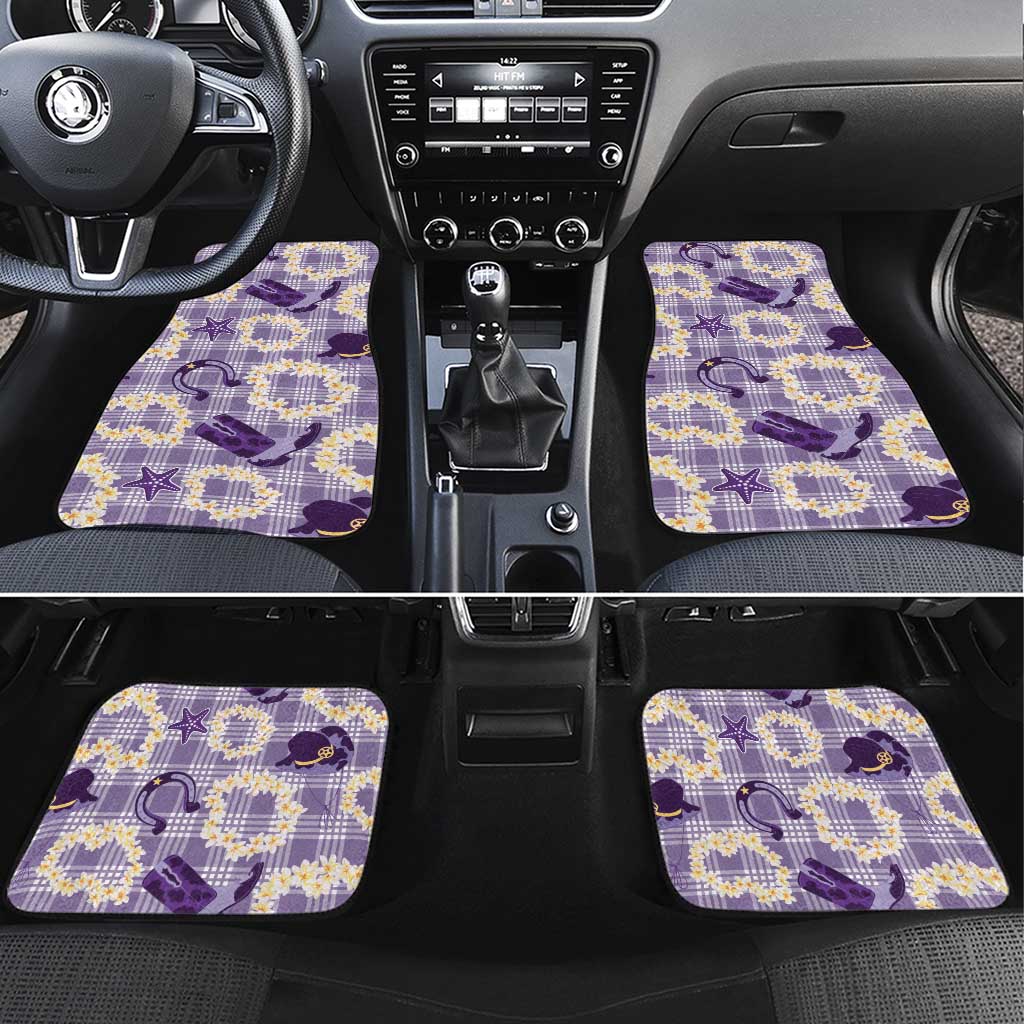 Aloha Hawaii Paniolo Lavender Palaka Car Mats Coastal Rodeo LT7 Set 4pcs Lavender - Polynesian Pride