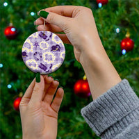 Aloha Hawaii Paniolo Lavender Palaka Ceramic Ornament Coastal Rodeo - Polynesian Pride