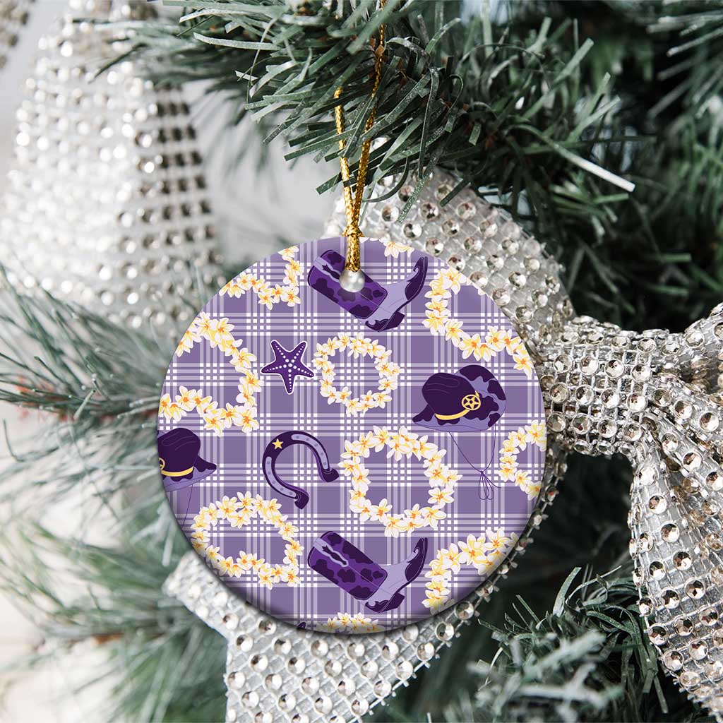 Aloha Hawaii Paniolo Lavender Palaka Ceramic Ornament Coastal Rodeo - Polynesian Pride