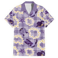 Aloha Hawaii Paniolo Lavender Palaka Family Matching Off Shoulder Maxi Dress and Hawaiian Shirt Coastal Rodeo LT7 Dad's Shirt - Short Sleeve Lavender - Polynesian Pride