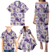 Aloha Hawaii Paniolo Lavender Palaka Family Matching Puletasi and Hawaiian Shirt Coastal Rodeo LT7 - Polynesian Pride