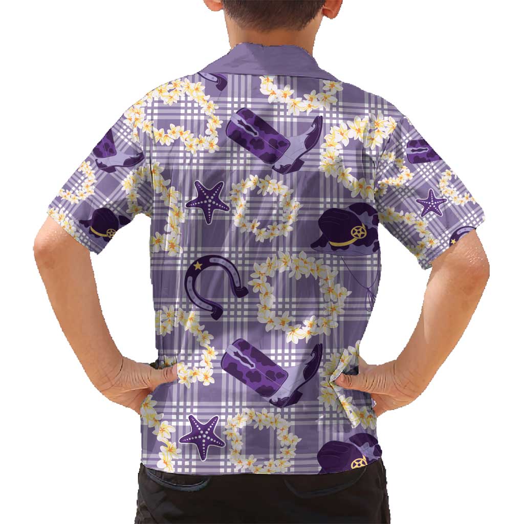 Aloha Hawaii Paniolo Lavender Palaka Family Matching Summer Maxi Dress and Hawaiian Shirt Coastal Rodeo LT7 - Polynesian Pride