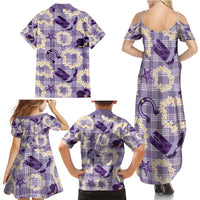Aloha Hawaii Paniolo Lavender Palaka Family Matching Summer Maxi Dress and Hawaiian Shirt Coastal Rodeo LT7 - Polynesian Pride