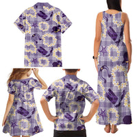 Aloha Hawaii Paniolo Lavender Palaka Family Matching Tank Maxi Dress and Hawaiian Shirt Coastal Rodeo LT7 - Polynesian Pride