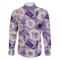 Aloha Hawaii Paniolo Lavender Palaka Family Matching Tank Maxi Dress and Hawaiian Shirt Coastal Rodeo LT7 Dad's Shirt - Long Sleeve Lavender - Polynesian Pride