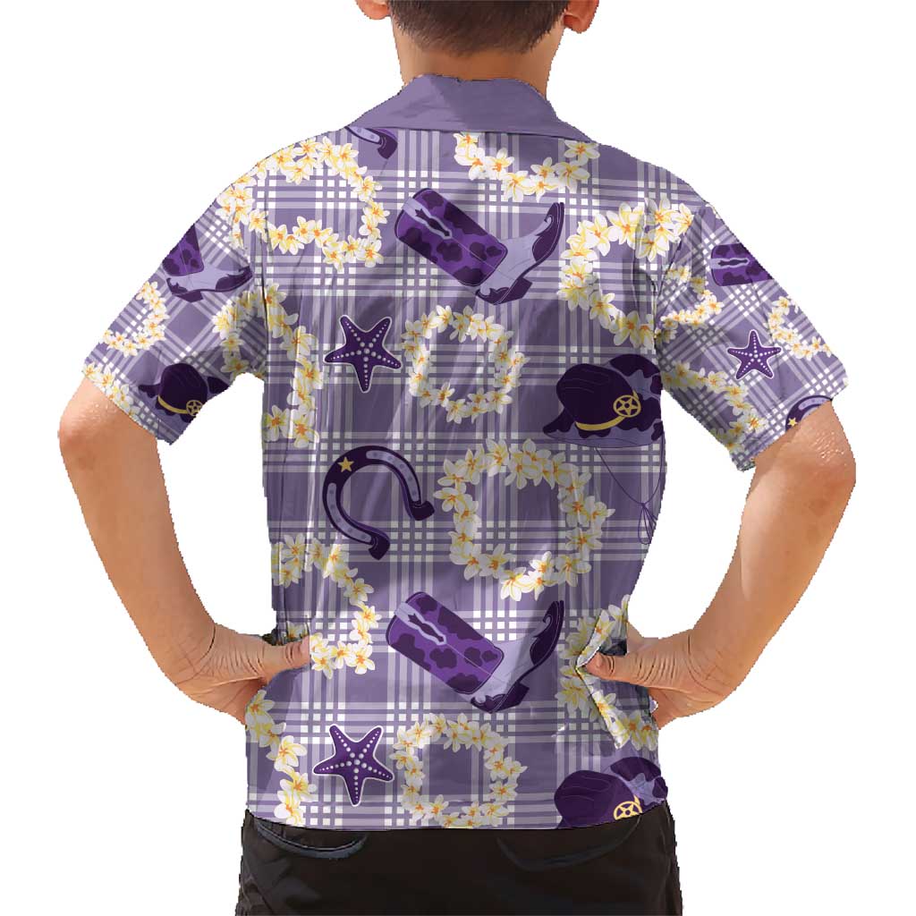 Aloha Hawaii Paniolo Lavender Palaka Hawaiian Shirt Coastal Rodeo - Polynesian Pride