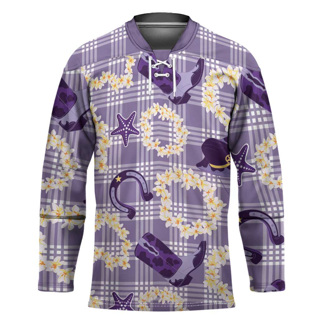 Aloha Hawaii Paniolo Lavender Palaka Hockey Jersey Coastal Rodeo - Polynesian Pride