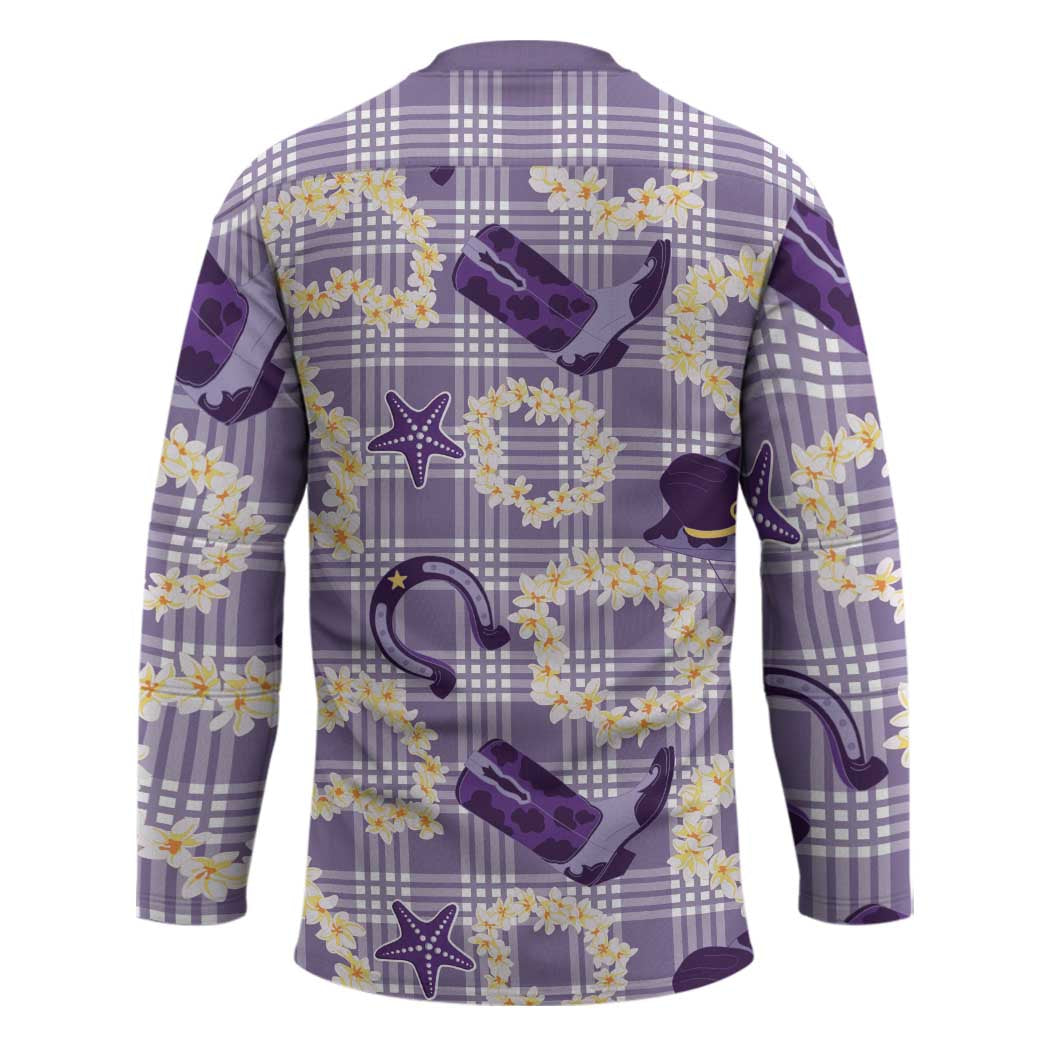 Aloha Hawaii Paniolo Lavender Palaka Hockey Jersey Coastal Rodeo - Polynesian Pride