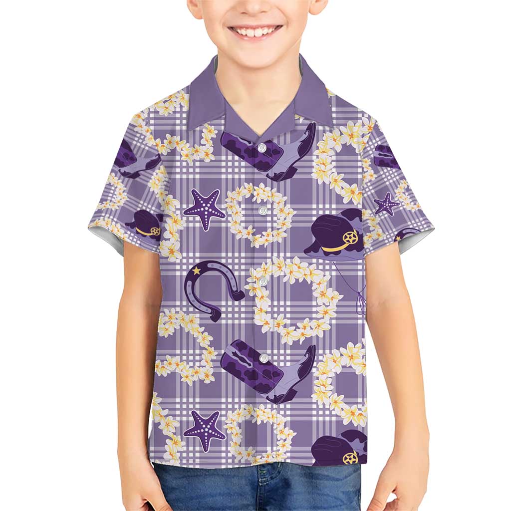 Aloha Hawaii Paniolo Lavender Palaka Kid Hawaiian Shirt Coastal Rodeo LT7 Kid Lavender - Polynesian Pride