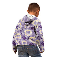 Aloha Hawaii Paniolo Lavender Palaka Kid Hoodie Coastal Rodeo - Polynesian Pride