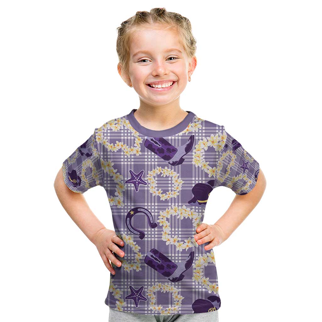 Aloha Hawaii Paniolo Lavender Palaka Kid T Shirt Coastal Rodeo LT7 Lavender - Polynesian Pride