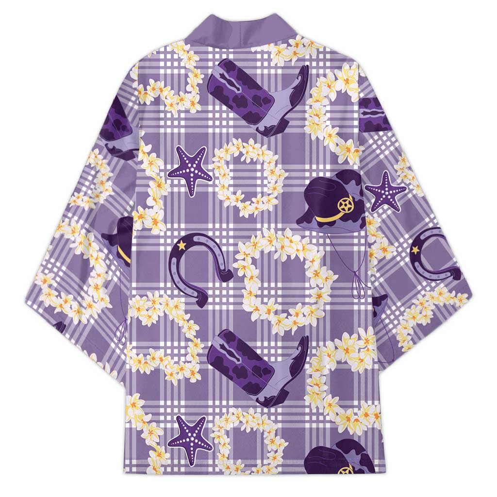 Aloha Hawaii Paniolo Lavender Palaka Kimono Coastal Rodeo - Polynesian Pride