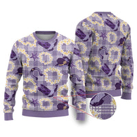 Aloha Hawaii Paniolo Lavender Palaka Ugly Christmas Sweater Coastal Rodeo LT7 Lavender - Polynesian Pride