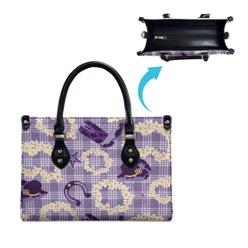 Aloha Hawaii Paniolo Lavender Palaka Leather Bag Coastal Rodeo - Polynesian Pride