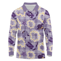 Aloha Hawaii Paniolo Lavender Palaka Long Sleeve Polo Shirt Coastal Rodeo LT7 Lavender - Polynesian Pride