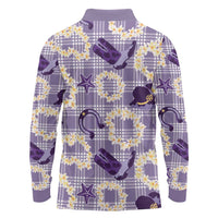 Aloha Hawaii Paniolo Lavender Palaka Long Sleeve Polo Shirt Coastal Rodeo LT7 - Polynesian Pride