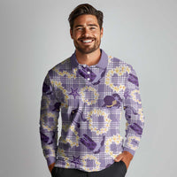 Aloha Hawaii Paniolo Lavender Palaka Long Sleeve Polo Shirt Coastal Rodeo LT7 - Polynesian Pride