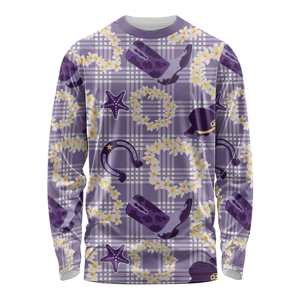 Aloha Hawaii Paniolo Lavender Palaka Long Sleeve Shirt Coastal Rodeo LT7 Unisex Lavender - Polynesian Pride