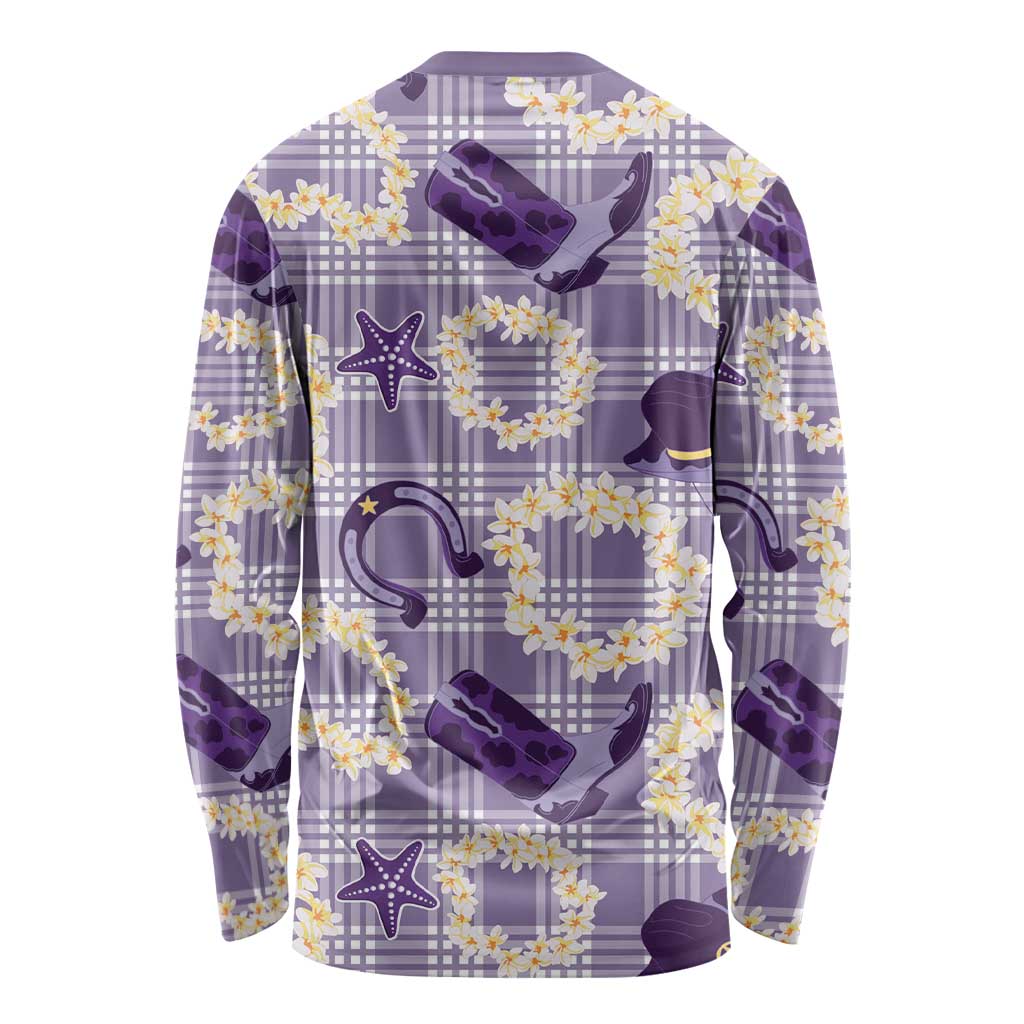 Aloha Hawaii Paniolo Lavender Palaka Long Sleeve Shirt Coastal Rodeo LT7 - Polynesian Pride