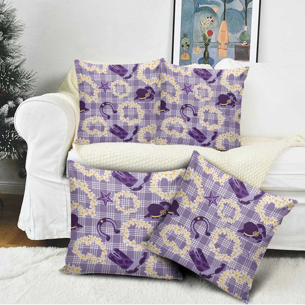 Aloha Hawaii Paniolo Lavender Palaka Pillow Cover Coastal Rodeo - Polynesian Pride