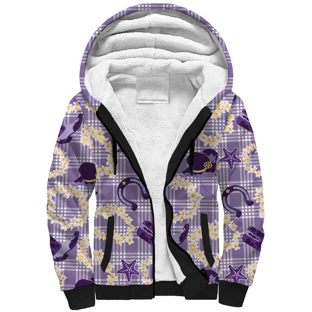 Aloha Hawaii Paniolo Lavender Palaka Sherpa Hoodie Coastal Rodeo LT7 Unisex Lavender - Polynesian Pride