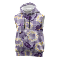 Aloha Hawaii Paniolo Lavender Palaka Sleeveless Hoodie Coastal Rodeo - Polynesian Pride