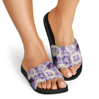 Aloha Hawaii Paniolo Lavender Palaka Slide Sandals Coastal Rodeo - Polynesian Pride