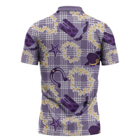 Aloha Hawaii Paniolo Lavender Palaka Zipper Polo Shirt Coastal Rodeo LT7 - Polynesian Pride