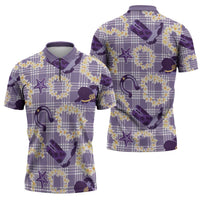 Aloha Hawaii Paniolo Lavender Palaka Zipper Polo Shirt Coastal Rodeo LT7 - Polynesian Pride