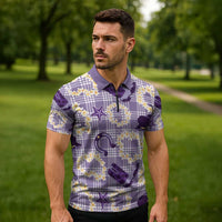 Aloha Hawaii Paniolo Lavender Palaka Zipper Polo Shirt Coastal Rodeo LT7 - Polynesian Pride