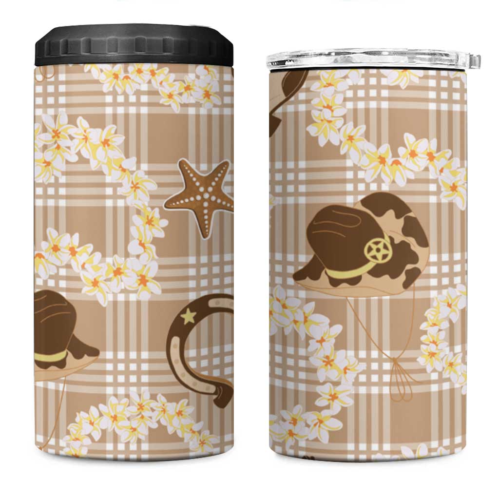 Aloha Hawaii Paniolo Khaki Palaka 4 in 1 Can Cooler Tumbler Coastal Rodeo - Polynesian Pride