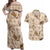 Aloha Hawaii Paniolo Khaki Palaka Couples Matching Off Shoulder Maxi Dress and Hawaiian Shirt Coastal Rodeo - Polynesian Pride