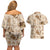 Aloha Hawaii Paniolo Khaki Palaka Couples Matching Off Shoulder Short Dress and Hawaiian Shirt Coastal Rodeo - Polynesian Pride