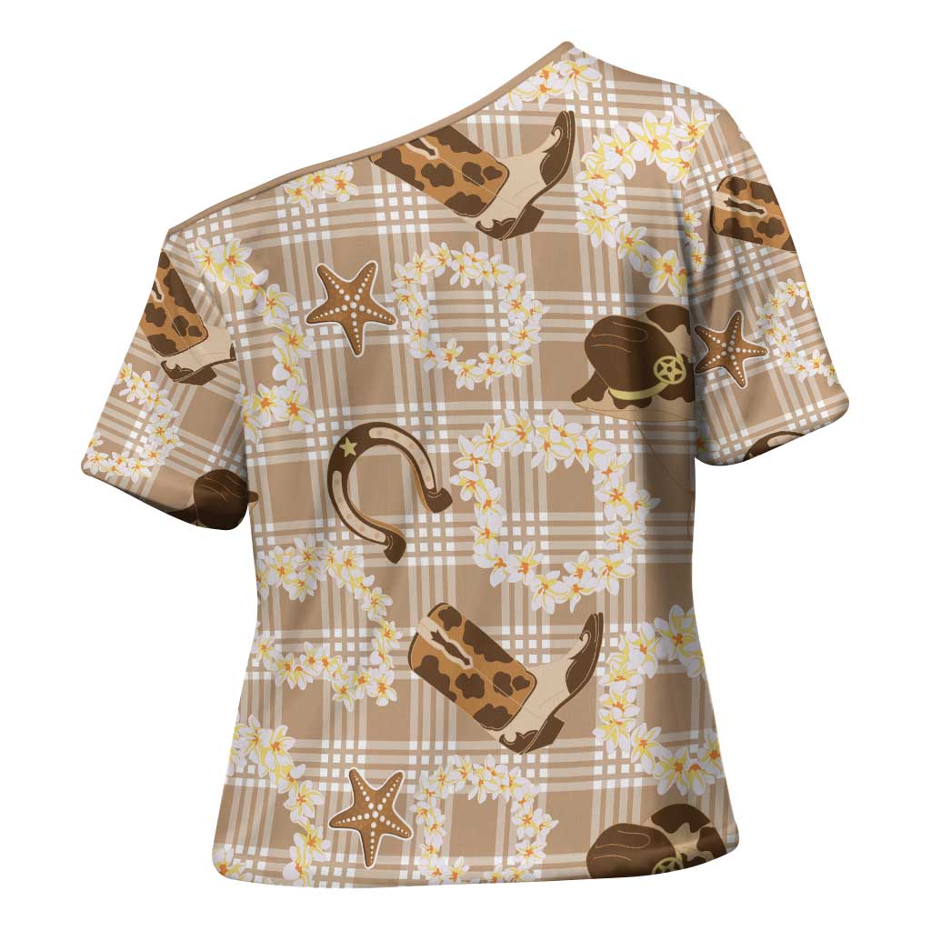 Aloha Hawaii Paniolo Khaki Palaka Cross Shoulder Shirt Coastal Rodeo - Polynesian Pride