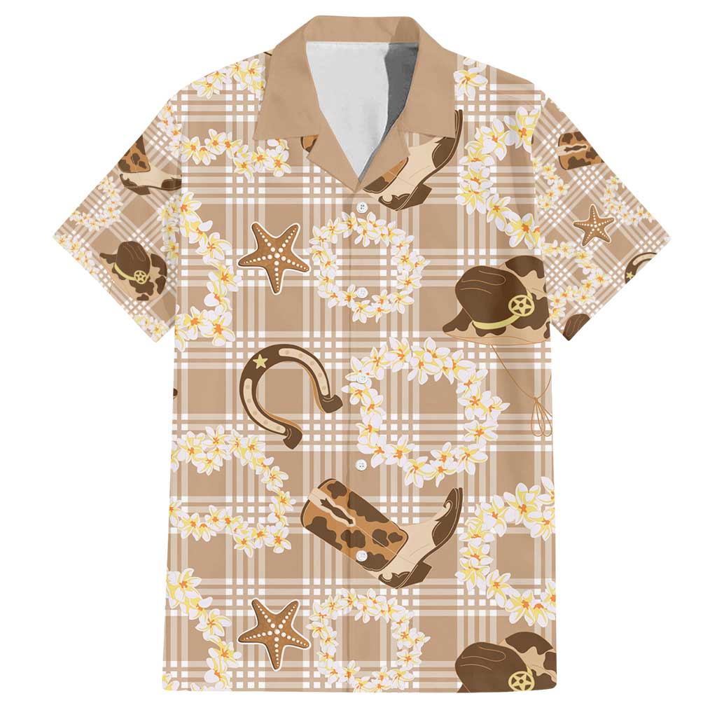Aloha Hawaii Paniolo Khaki Palaka Family Matching Long Sleeve Bodycon Dress and Hawaiian Shirt Coastal Rodeo LT7 Dad's Shirt - Short Sleeve Khaki - Polynesian Pride