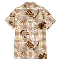 Aloha Hawaii Paniolo Khaki Palaka Family Matching Long Sleeve Bodycon Dress and Hawaiian Shirt Coastal Rodeo LT7 - Polynesian Pride