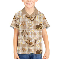 Aloha Hawaii Paniolo Khaki Palaka Family Matching Long Sleeve Bodycon Dress and Hawaiian Shirt Coastal Rodeo LT7 Son's Shirt Khaki - Polynesian Pride
