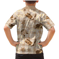 Aloha Hawaii Paniolo Khaki Palaka Family Matching Mermaid Dress and Hawaiian Shirt Coastal Rodeo LT7 - Polynesian Pride
