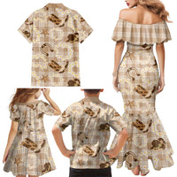 Aloha Hawaii Paniolo Khaki Palaka Family Matching Mermaid Dress and Hawaiian Shirt Coastal Rodeo LT7 - Polynesian Pride