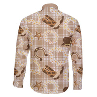 Aloha Hawaii Paniolo Khaki Palaka Family Matching Off Shoulder Short Dress and Hawaiian Shirt Coastal Rodeo LT7 - Polynesian Pride