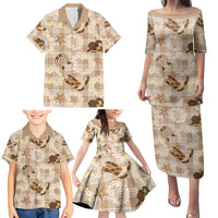 Aloha Hawaii Paniolo Khaki Palaka Family Matching Puletasi and Hawaiian Shirt Coastal Rodeo LT7 - Polynesian Pride